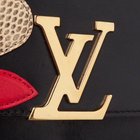 Louis Vuitton Black Leather Python Chain Louise Iris Blossom Clutch Bag - Picture 6 of 12